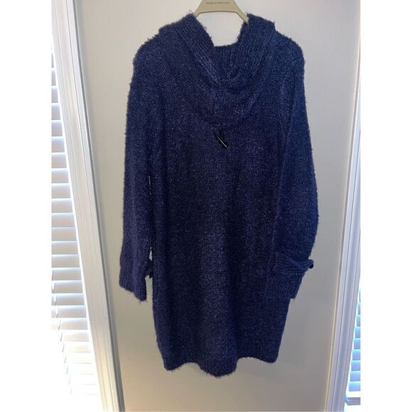 Gretchen Scott Boucle Stadium Coat Navy Open Front Cardigan Small - Picture 7 of 7